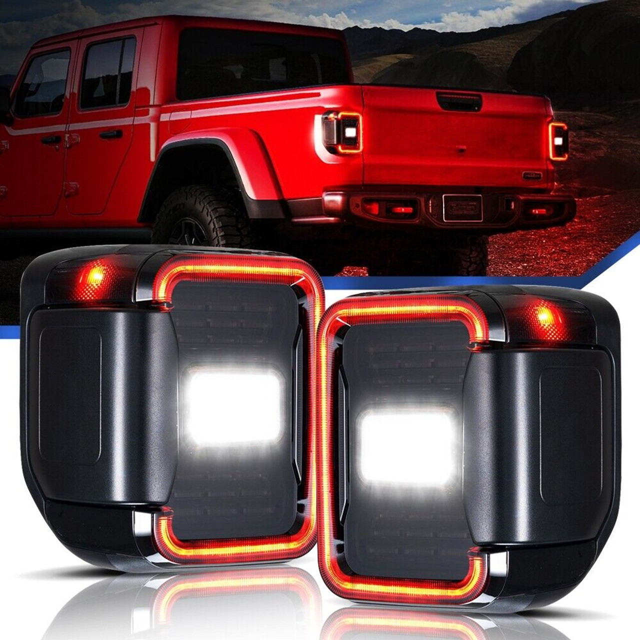 Smoked 3rd Gen LED Tail Lights Brake Turn Signal Reverse for Jeep