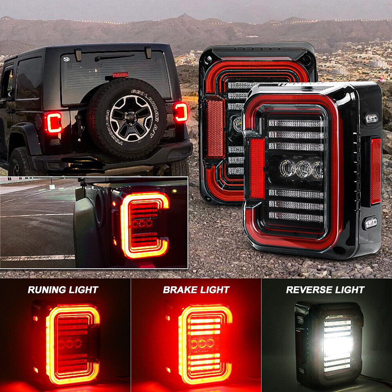 LED Tail Lights Brake Reverse Turn Signals DRL for Jeep Wrangler