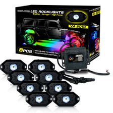 LED Under Body Rock Lights Color with Bluetooth Controller 8x LED Under Body Rock Lights Color with Bluetooth Controller 8x