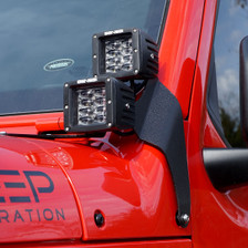 Quad LED Pod Cube Lower Windshield Pillar Light Mount Kit for Wrangler JL 2018+