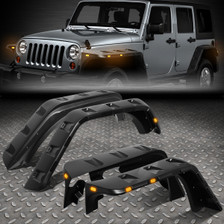 Fender Flare Set w/ Amber LED Pods For Jeep Wrangler JK JKU 2007-2018 Fender Flare Set w/ Amber LED Pods For Jeep Wrangler JK JKU 2007-2018