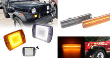 Clear LED Bumper Turn Signals and Side Markers Set for 1987-1995 Jeep Wrangler YJ