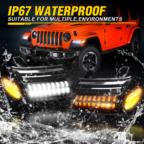 Black LED Turn Signal DRL Parking Fender Sequence Lights for