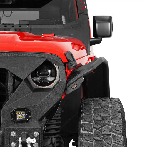 Front And Rear Tube Fender Flares with Removable LED Turn Signals for  2018-2024 Jeep Wrangler JL