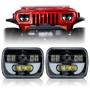 DEMON LED Black Projector Headlights w/DRL for XJ and YJ
