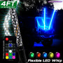 LED RGB Color Changing Whip Lights 3 Feet 4 Feet 5 Feet