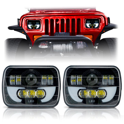 DEMON LED Black Projector Headlights w/DRL for XJ and YJ - JPFEDERATION