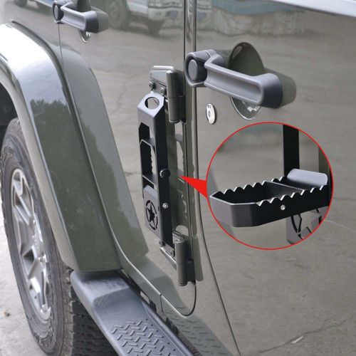 JeCar Metal Door Hinge Steps Metal Rooftop Doorstep Folding Foot Pedal Foot Peg 2007-2017 Jeep JK Wrangler /& Unlimited Black