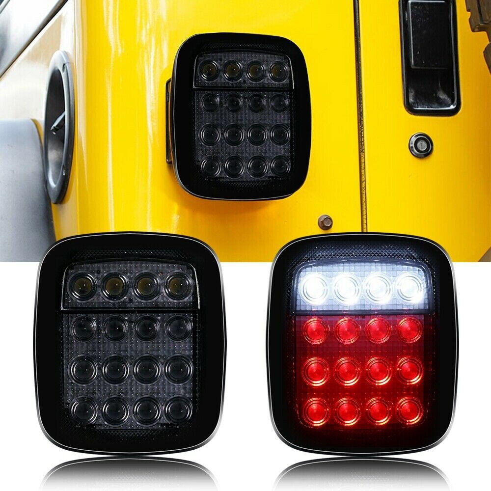 Smoked Black LED Tail Lights For Jeep Wrangler YJ TJ (1997-2006)