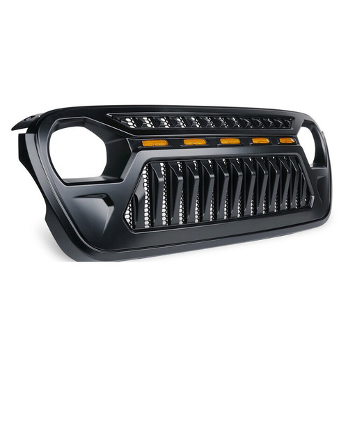 Matte Black Grille with LED Running Light for 2018-2023 Jeep