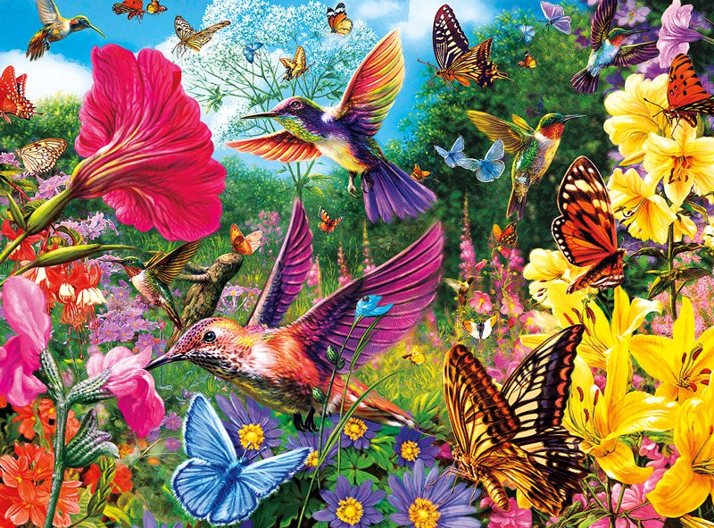 Vivid Hummingbird Garden 1000 Piece Jigsaw Puzzle