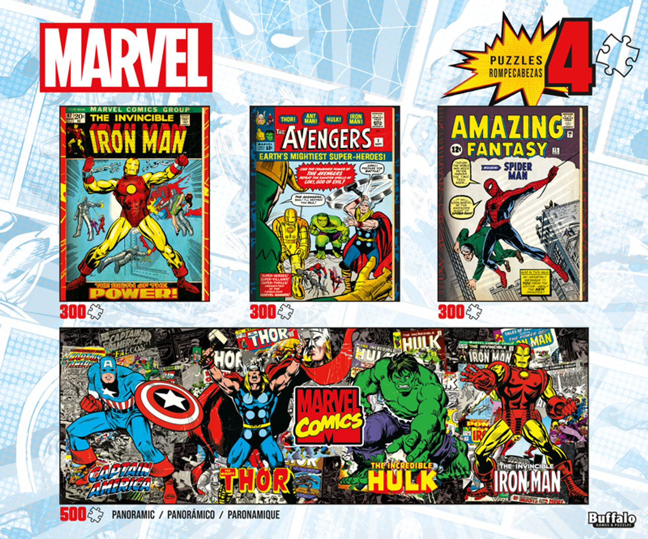 4 X 1 Multipack - Marvel Comics 300 & 500 Piece Jigsaw Puzzles