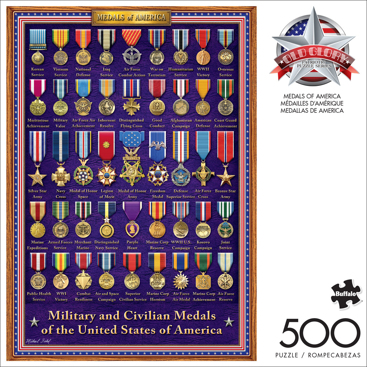 Buffalo Games Medals Of America 500 Piece Jigsaw Puzzle - Patriotic Military Puzzle For Adults