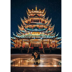 blanc - Chongqing Chinese Temple at Night 500 Piece Jigsaw Puzzle