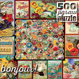Bonjour: Vintage Ephemera 500 Piece Puzzle Bonjour: Vintage Ephemera 500 Piece Puzzle