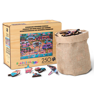 Wood Puzzle: Hawaiian Food Truck Festival-Whimsy Pieces 250 Piece Puzzle Wood Puzzle: Hawaiian Food Truck Festival-Whimsy Pieces 250 Piece Puzzle