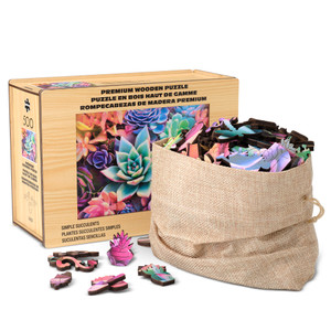 Wood Puzzle: Simple Succulent-Whimsy Pieces 500 Piece Puzzle Wood Puzzle: Simple Succulent-Whimsy Pieces 500 Piece Puzzle