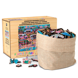Wood Puzzle: Hawaiian Food Truck Festival-Whimsy Pieces 500 Piece Puzzle Wood Puzzle: Hawaiian Food Truck Festival-Whimsy Pieces 500 Piece Puzzle