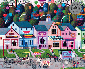 Charles Wysocki - Confection Street 1000 Piece Puzzle - Silver Select: Giftable Box With Silver Foil Accents Charles Wysocki - Confection Street 1000 Piece Puzzle - Silver Select: Giftable Box With Silver Foil Accents