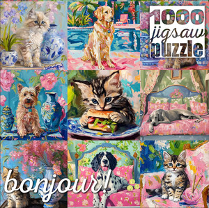 Bonjour: Cats and Dogs Collage 1000 Piece Puzzle Bonjour: Cats and Dogs Collage 1000 Piece Puzzle