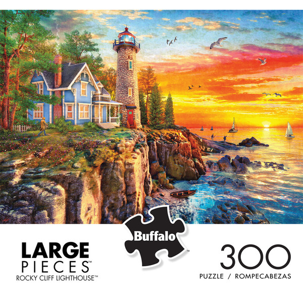 Rocky Cliff Lighthouse 300 Large Piece Jigsaw Puzzle