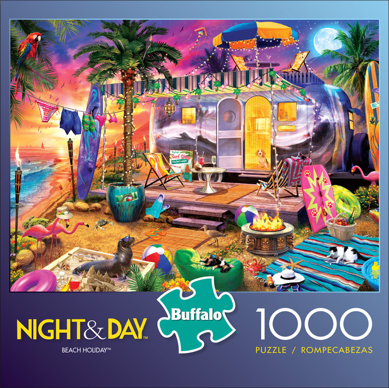 Night & Day Beach Holiday 1000 Piece Jigsaw Puzzle Front
