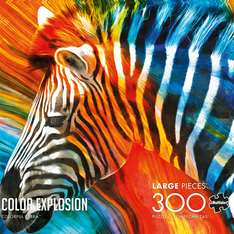 Color Explosion Colorful Zebra 300 Large Piece Jigsaw Puzzle