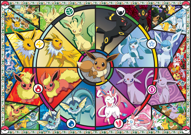 Pokemon - Eevee Evolutions: Eevee's Stained Glass: 500 Piece Puzzle