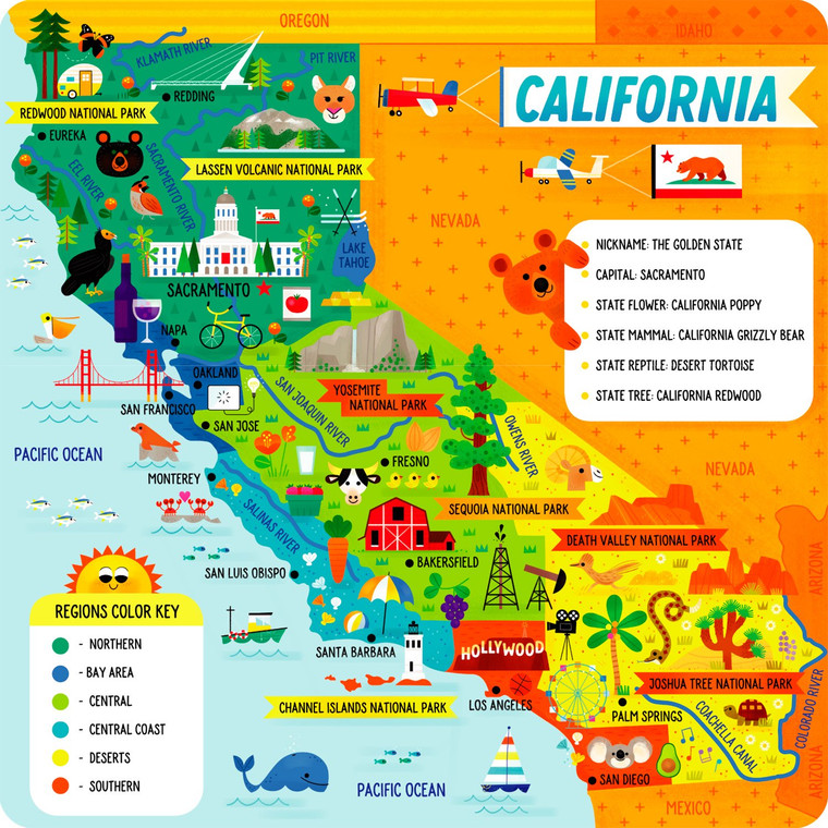 Little Buffalo State Puzzle 49-Piece California Jigsaw Puzzle - Kids Puzzles: Ages 4+