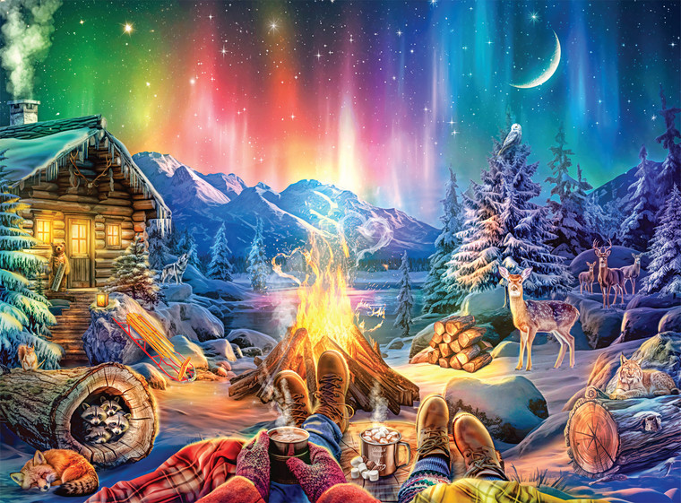 Lars Stewart: Winter's Night Bonfire 1000 Piece Puzzle