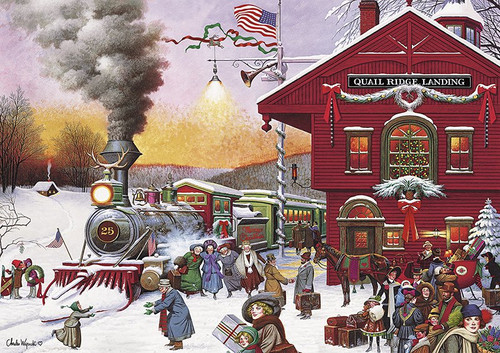Charles Wysocki Whistle Stop Christmas 500 Piece Jigsaw Puzzle