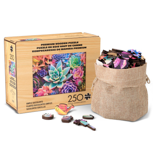 Wood Puzzle: Simple Succulent-Whimsy Pieces 250 Piece Puzzle