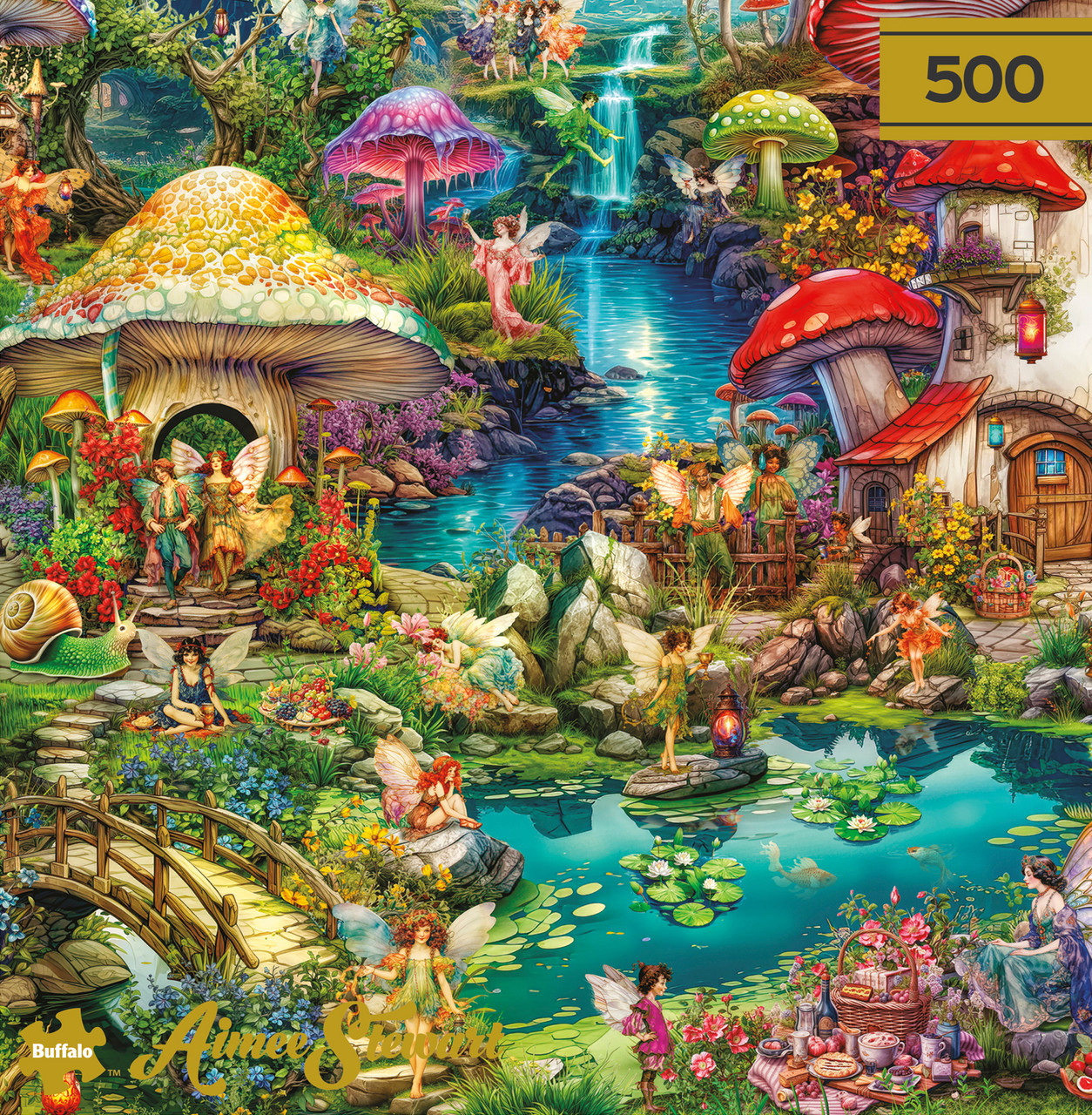 Aimee Stewart: Merry Mushroom Village Picnic 500 Piece Gold Collection: Giftable boxPuzzle