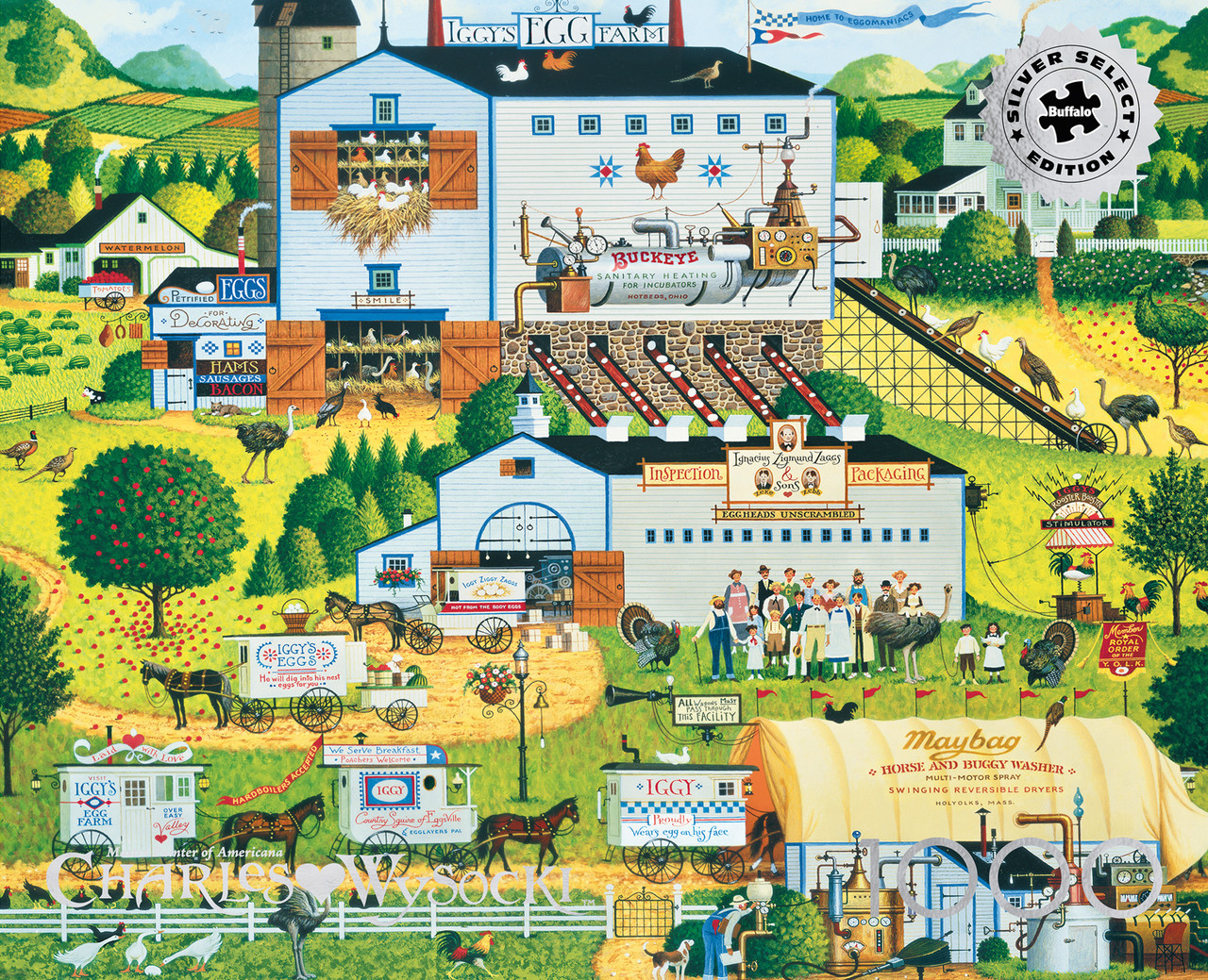 Charles Wysocki: Silver Select Sunny Side Up 1000 Piece Puzzle (giftable box with silver foil accents)