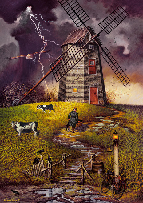 Charles Wysocki: Wednesday Night Checkers 300 Piece Puzzle