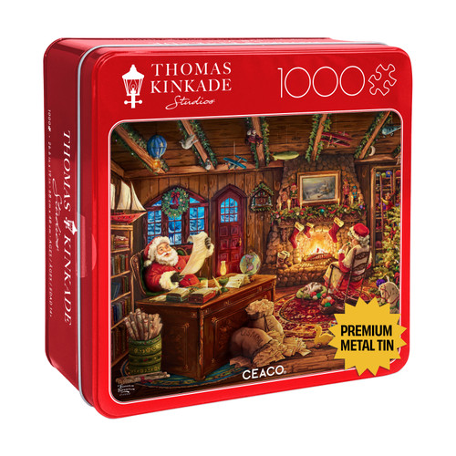 Ceaco: Collector's Tin: Thomas Kinkade Santa Checking His List