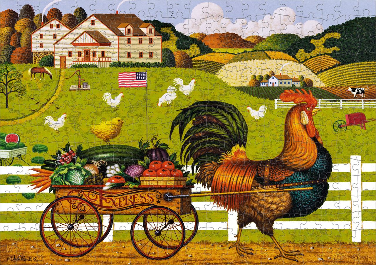 Charles Wysocki: Rooster Express 300 Piece Puzzle