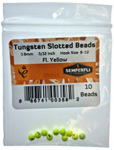 Tungsten Slotted Beads 3.8mm (5/32 inch) Flo Yellow