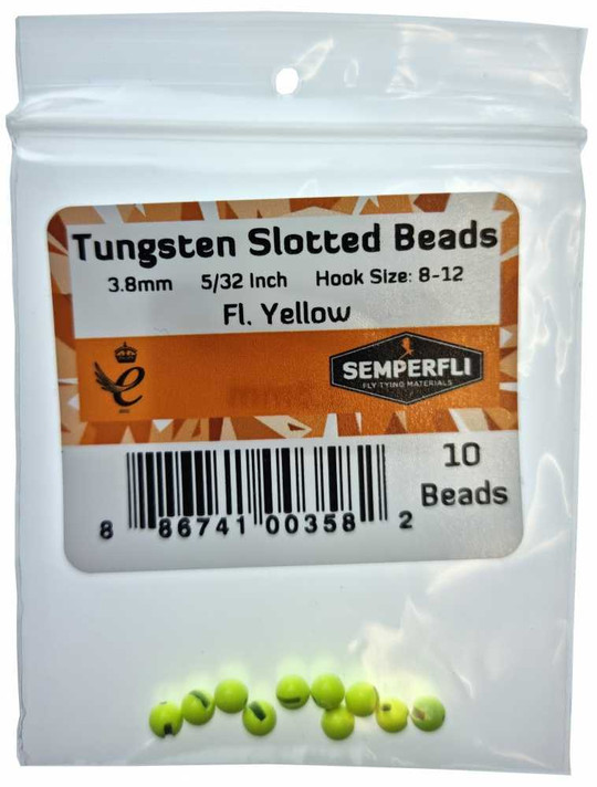 Tungsten Slotted Beads Flo Yellow New Semperfli 3.25 Fly Tying World Fly Tying Materials