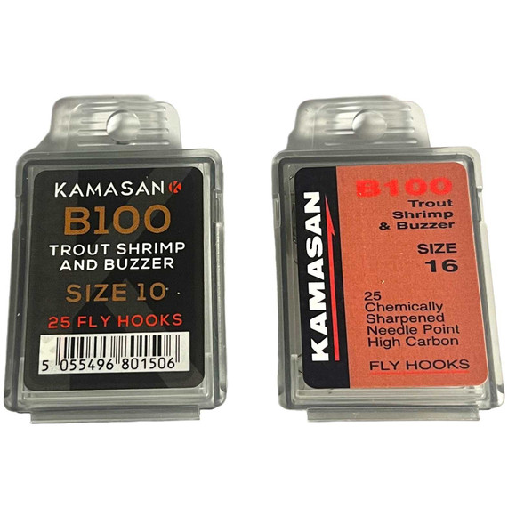 Kamasan B100 Hooks Medium Wire Shrimp & Buzzer New KAMASAN 3.89 Fly Tying World Hooks & Tubes