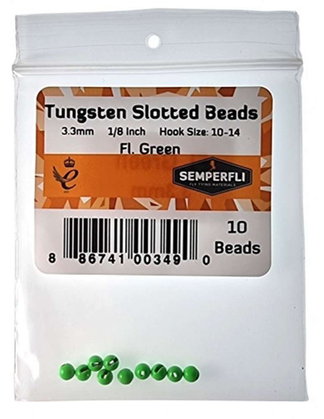 Tungsten Slotted Beads Fluo Green New Semperfli 3 Fly Tying World Everything Fly Tying