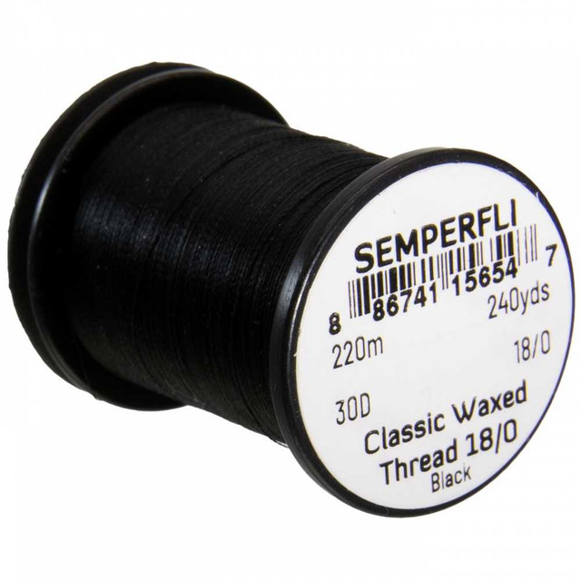 Semperfli 18/0 Waxed Thread (Black & White) New Semperfli 2.99 Fly Tying World Fly Tying Materials