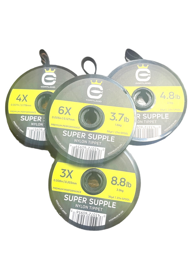 Cortland's Super Supple Nylon Tippet, the ultimate choice for anglers seeking delicate presentations and small fly fishing. Crafted with precision, this tippet material offers exceptional qualities to enhance your fishing experience.