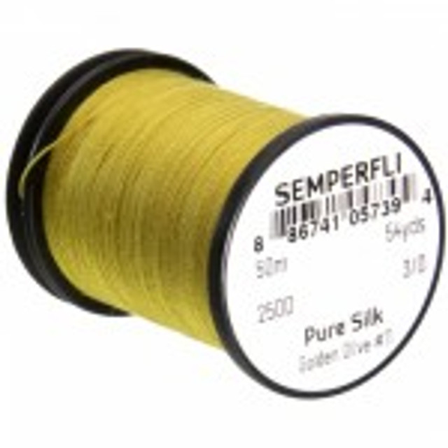Semperfli Pure Silk Golden Olive
Traditional fly patterns such as spiders or Clyde style.
