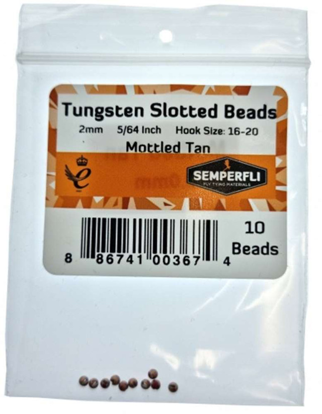 Tungsten Slotted Beads Mottled Tan New Semperfli 3 Fly Tying World Fly Tying Materials