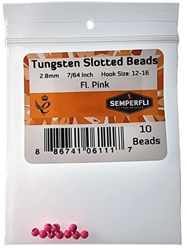 Tungsten Slotted Beads Fluo Pink New Semperfli 3 Fly Tying World Fly Tying Materials