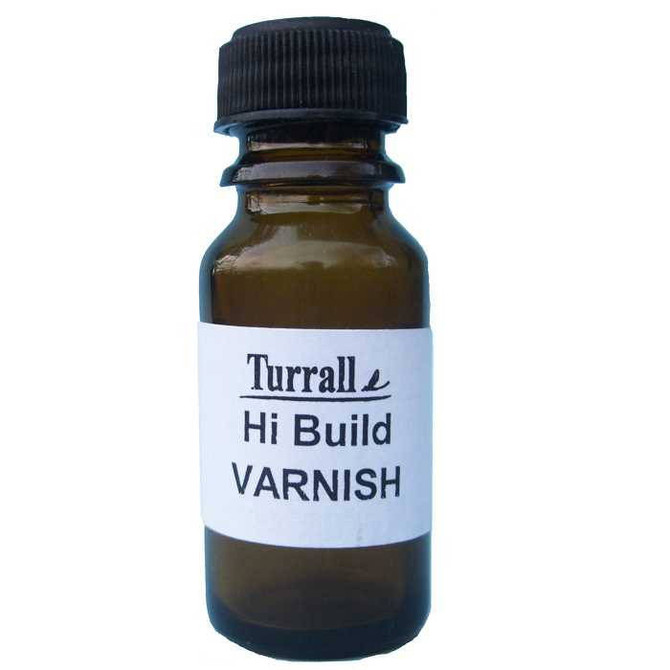 Turrall Hi-Build fly tying varnish in a 10ml screw-cap bottle