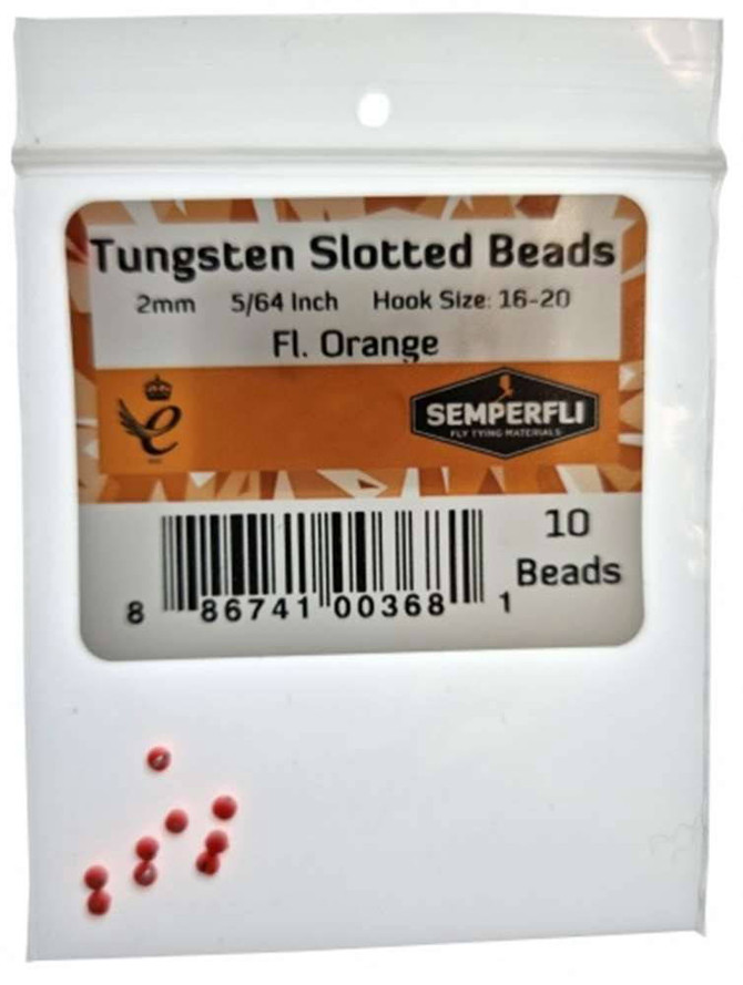 Tungsten Slotted Beads Fluo Orange New Semperfli 3 Fly Tying World Fly Tying Materials