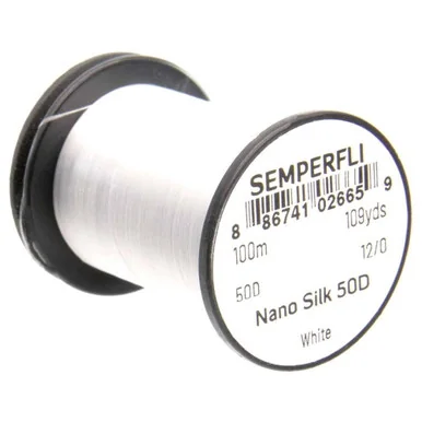 Semperfli Nano Silk 50D 12/0 white GSP thread spool