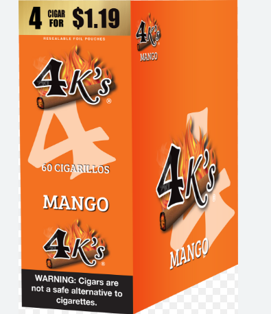 4Kings Cigarillo Foil Pouch, Pre-Priced $1.19 for 4 cigars, 15 pack